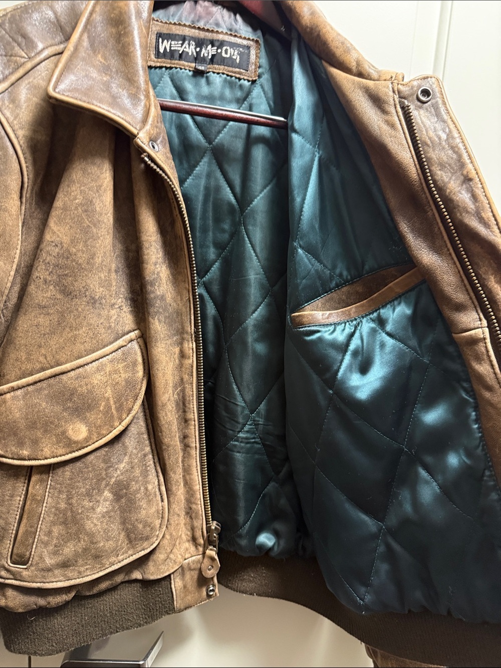 Wear Me Out Vintage Leather Aviator Bomber Jacket 46 - Picture 3 of 7